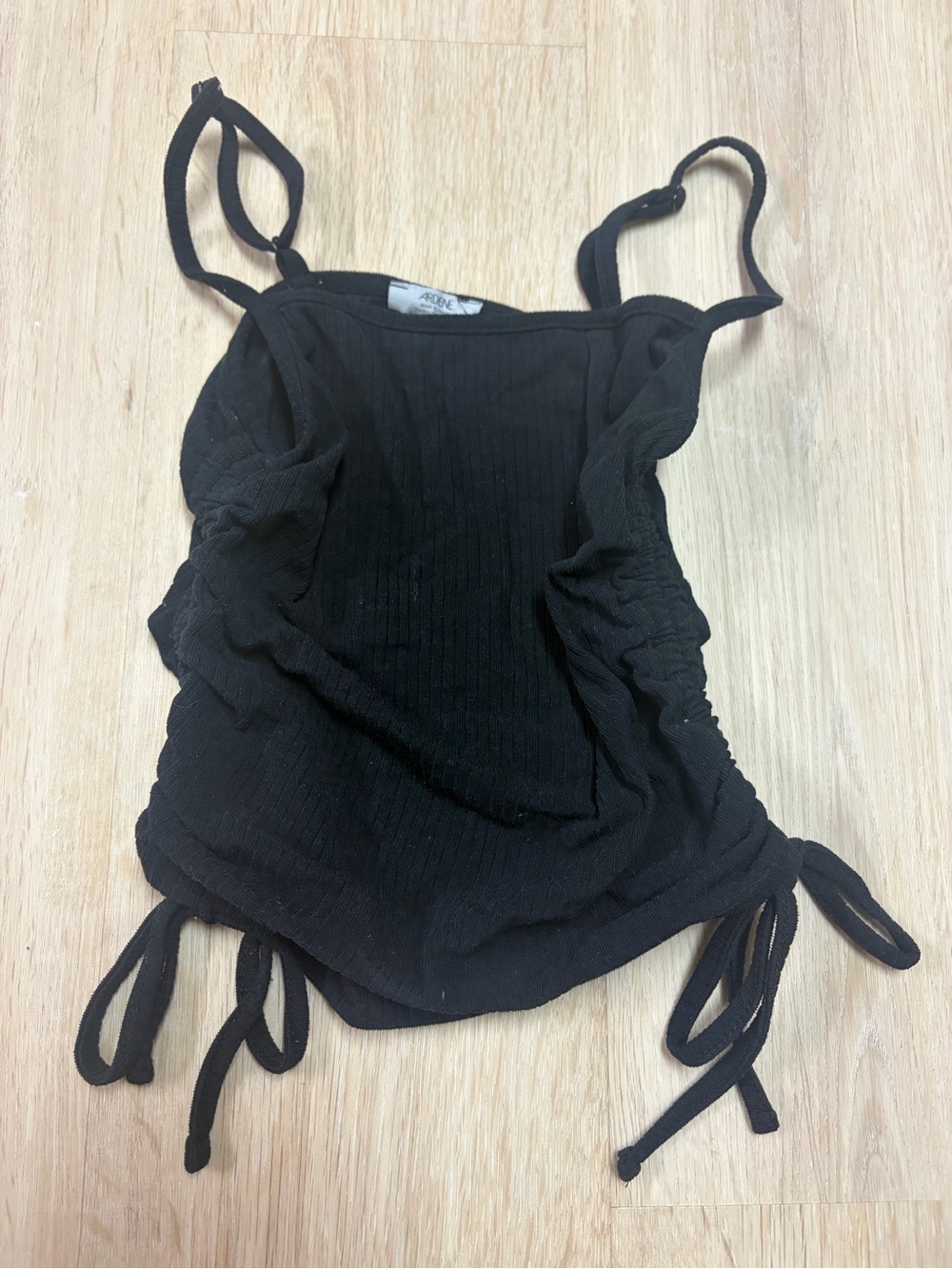Black Ribbed Tie-Side Camisole Tank Top